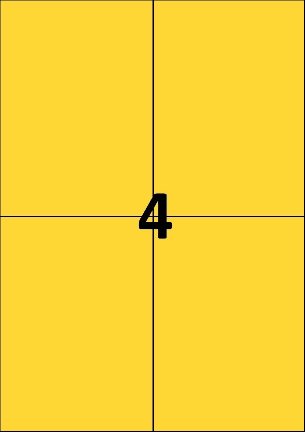 4 etiquettes jaunes par A4 - Ref 256 J